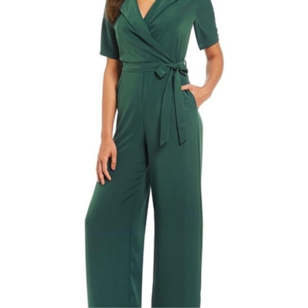 Gibson Latimer Emerald Green Wrap Jumpsuit